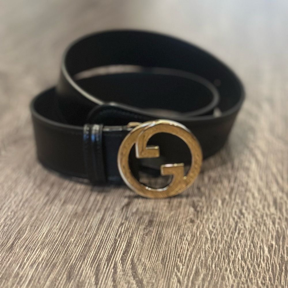Gucci Black Belt with Gold Buckle